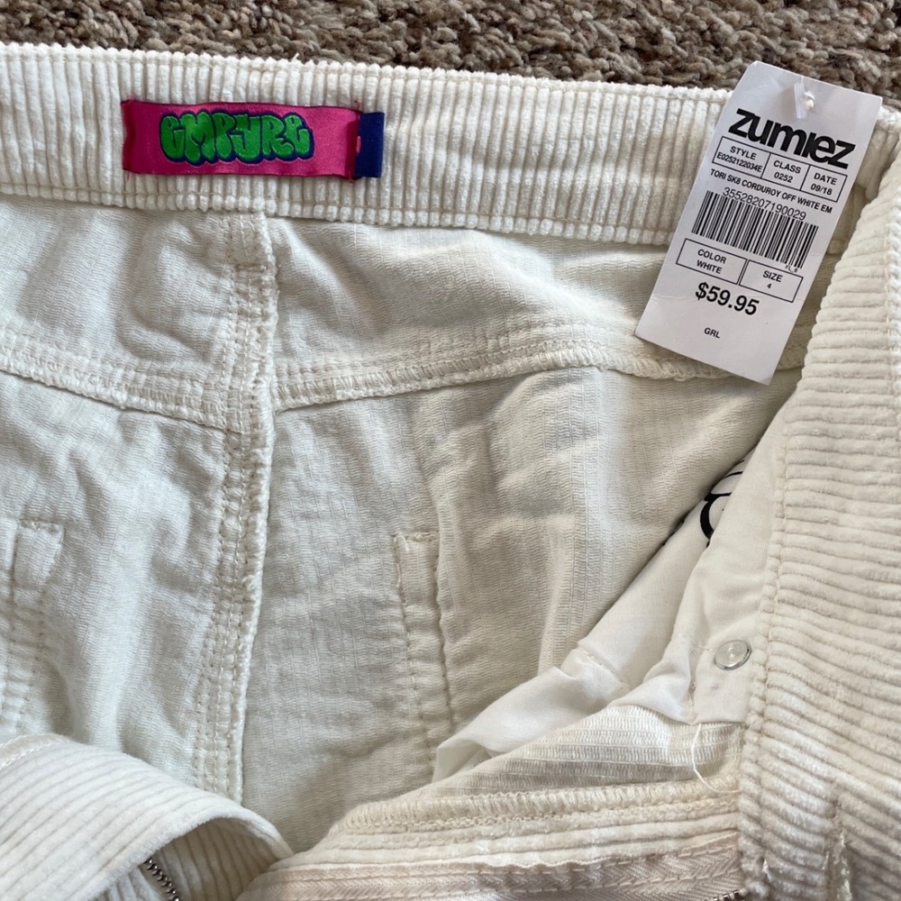 BRAND NEW White Empyre Corduroy Pants Size 4 Womens Painter Pants Tori Style - Picture 3 of 7